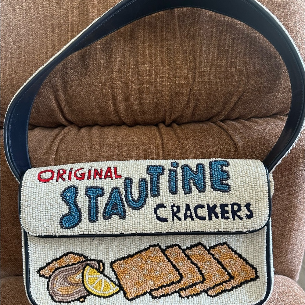 STAUD Beaded Shoulder Bag with Stautine Crackers Design